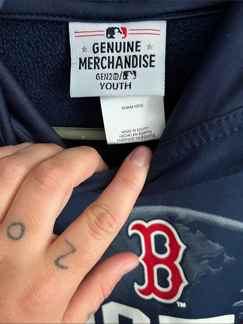 Genuine Merchandise Navy Pullover Hoodie with Red Boston 'B' Logo